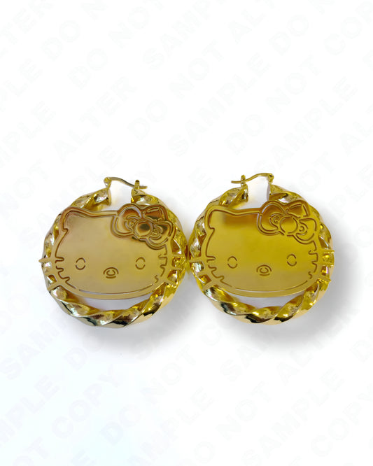 Gold Kitty Hoops