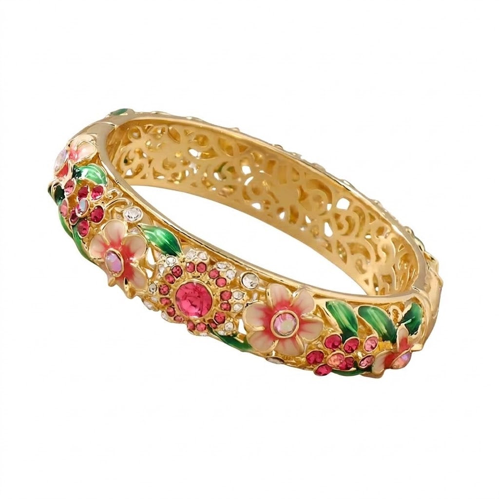 Pink Flower Drop Bangle
