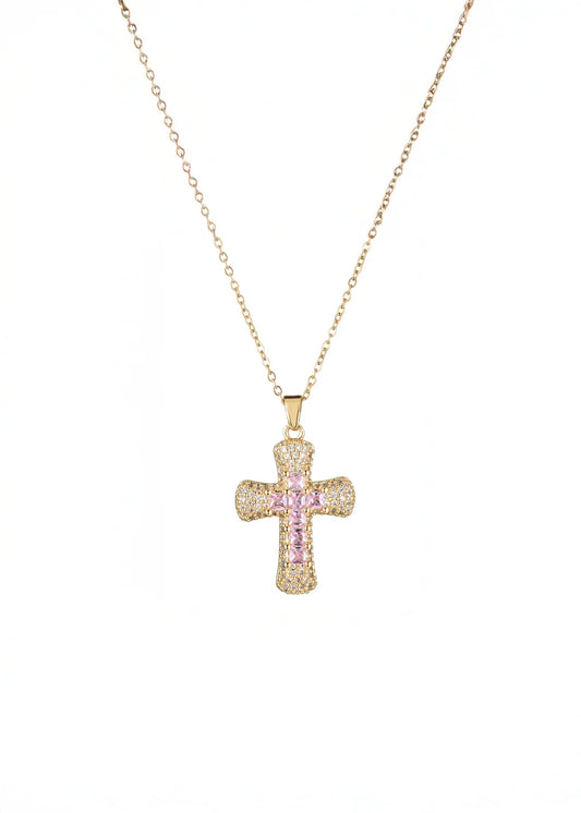 Eloise Pink Cross Necklace